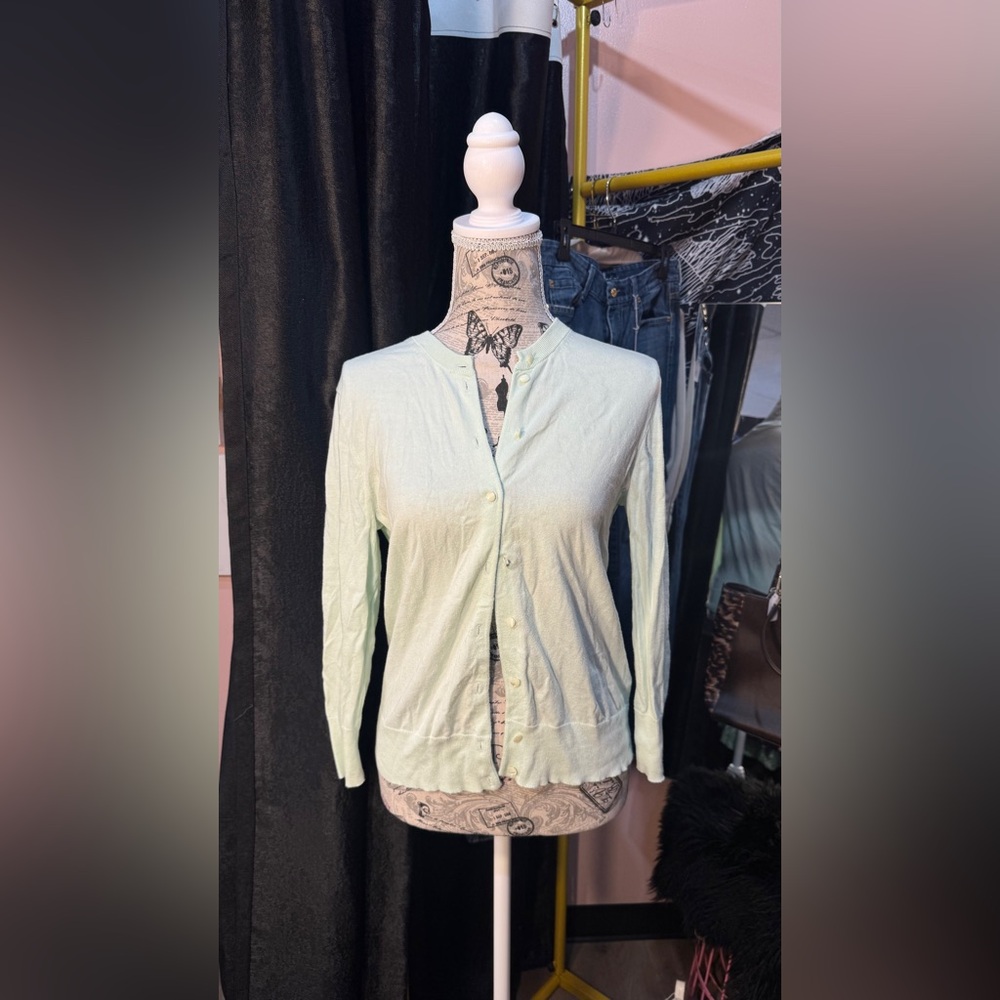 J. Crew Light Green Button Down cardigan